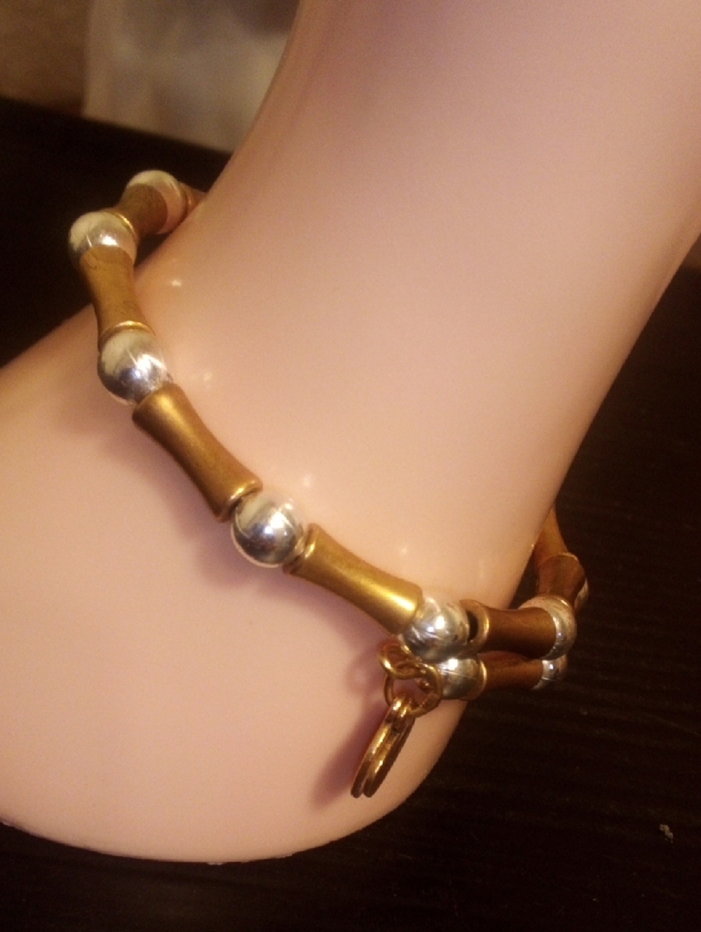Two-Tone Gold and Silver Bamboo-Link Bracelet for Women
